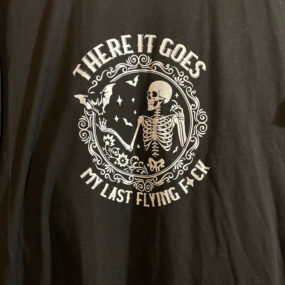 Black Graphic Tee with Skeleton Design
